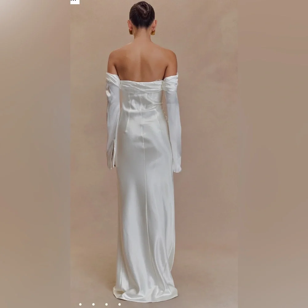 Meshki Giselle Off Shoulder Cowl Neck Maxi Dress White Romantic Formal Gown Sz S - Picture 4 of 10